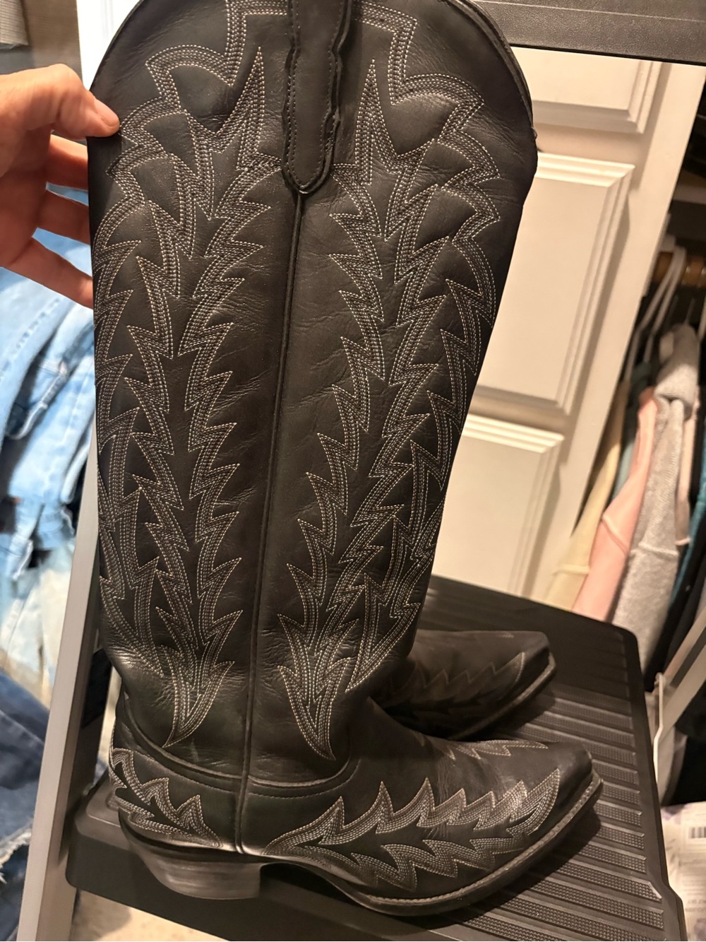 Woman JRC and Sons Black Western Embroidered Leather Heeled Boots